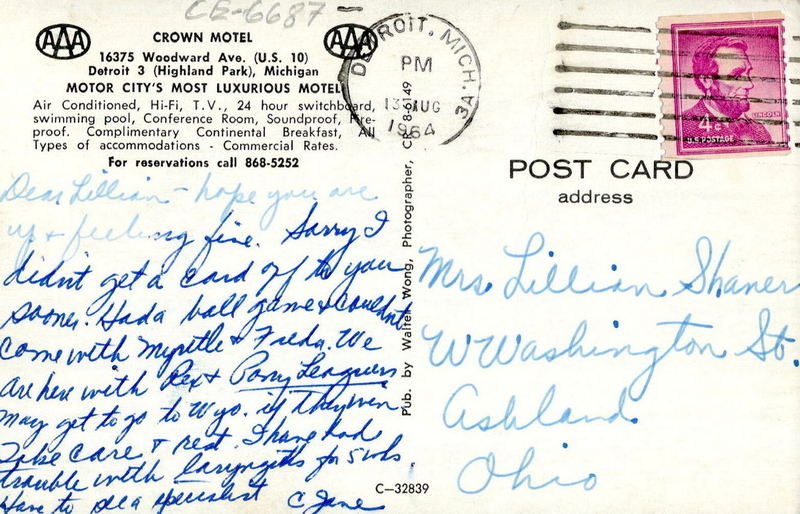 Crown Motel (Woodward Inn) - Vintage Postcard (newer photo)